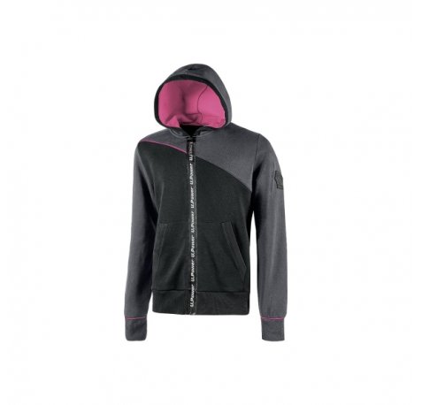 Upower Jupiter Lady Sudadera con Capucha para Mujer - Talla XL - Cremallera Impermeable, Bolsillos Oblicuos, PuÃ±os Elasticos, Fondo Acanalado, Inserciones Piping Fluo, Proteccion DPI1 - Color Gris Fucsia