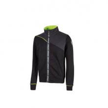Upower Uranus Sudadera sin Capucha con Cremallera Central - Talla S - a Prueba de Agua, PuÃ±os y Fondo Acanalado Elastico, Insertos en Piping Fluo, Proteccion DPI1 - Color Negro Carbon
