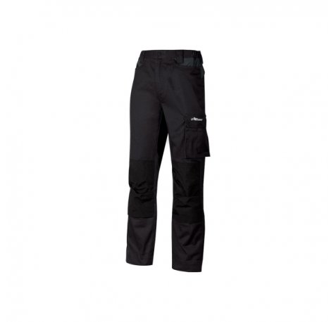 Upower Mallorca Pantalon de Trabajo Ergonomico - Talla 3XL - Algodon Elastico, Cintura Elastica, Multiples Bolsillos, Refuerzos Estrategicos, Cinta Reflectante, Triple Costura - Color Negro Carbon