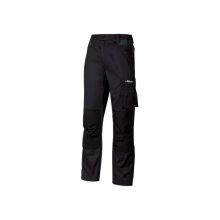 Upower Mallorca Pantalon de Trabajo Ergonomico - Talla 5XL - Algodon Elastico, Cintura Elastica, Multiples Bolsillos, Refuerzos Estrategicos, Cinta Reflectante, Triple Costura - Color Negro Carbon