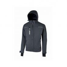 Upower Space Chaqueta Softshell - Talla S - Membrana U-Tex, Impermeable, a Prueba de Viento, Transpirable, Forro Micropolar, Capucha Desmontable, Bolsillos Avanzados, Proteccion DPI1 - Color Gris Asfalto