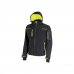 Upower Space Chaqueta Softshell - Talla 5XL - Membrana U-Tex, Repelente al Agua, a Prueba de Viento, Forro Micropolar, Capucha Desmontable, Cremalleras Fluorescentes, Proteccion DPI1 - Color Negro Carbon