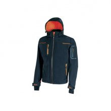 Upower Space Chaqueta Softshell Impermeable - Talla S - Transpirable, a Prueba de Viento, Forro Micropolar, Capucha Desmontable, Bolsillos Avanzados, Proteccion DPI1 - Color Azul Marino