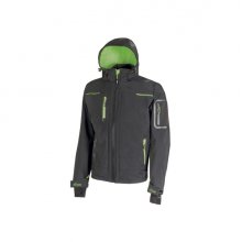 Upower Space Chaqueta Softshell - Talla 5XL - Membrana U-Tex, Impermeable y Transpirable, Forro Micropolar, Capucha Desmontable, Bolsillos Avanzados, Proteccion DPI1 - Color Gris Asfalto Verdoso