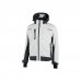 Upower Space Chaqueta Softshell Impermeable - Talla S - Transpirable, a Prueba de Viento, Forro Micropolar, Capucha Desmontable, Bolsillos Avanzados, Proteccion DPI1 - Color Blanco