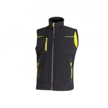 Upower Universe Chaleco Softshell Impermeable - Talla 2XL - Transpirable y Resistente al Viento, Forro Micropolar, Cremallera Impermeable, Bolsillo Free Sound, Detalles Reflectantes, Proteccion DPI1 - Color Negro Carbon