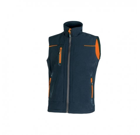 Upower Universe Chaleco Softshell Impermeable - Talla L - Transpirable y Resistente al Viento, Forro Micropolar, Cremallera Impermeable, Bolsillo Free Sound, Detalles Reflectantes, Proteccion DPI1 - Color Azul Marino