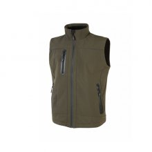 Upower Universe Chaleco Softshell Impermeable - Talla 4XL - Transpirable, Resistente al Viento, Forro Micropolar, Cremallera Impermeable, Bolsillo Free Sound, Detalles Reflectantes, Proteccion DPI1 - Color Verde Oscuro