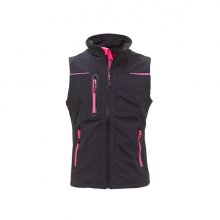 Upower Universe Lady Chaleco Softshell Impermeable - Talla M - Transpirable y Resistente al Viento, Forro Micropolar, Cremallera Impermeable, Bolsillo Free Sound, Detalles Reflectantes, Proteccion DPI1 - Color Gris Fucsia