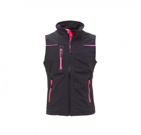 Upower Universe Lady Chaleco Softshell Impermeable - Talla M - Transpirable y Resistente al Viento, Forro Micropolar, Cremallera Impermeable, Bolsillo Free Sound, Detalles Reflectantes, Proteccion DPI1 - Color Gris Fucsia