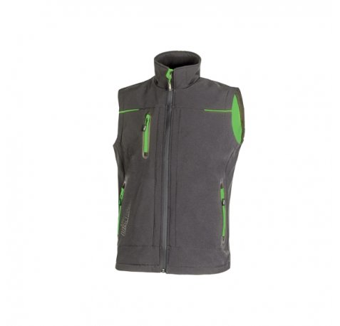 Upower Universe Chaleco Softshell Impermeable - Talla L - Transpirable y Resistente al Viento, Forro Micropolar, Cremallera Impermeable, Bolsillo Free Sound, Detalles Reflectantes - Color Gris Asfalto Verdoso