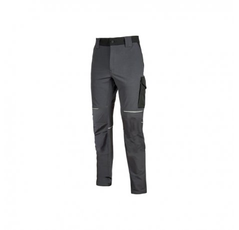 Upower World Pantalon Stretch Resistente - Talla L - Transpirable, Secado Rapido, Multiples Bolsillos, Ajuste Retractil, Detalles Reflectantes, Costuras Triples, Proteccion DPI1 - Color Gris Asfalto