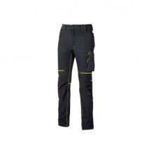Upower World Pantalon Stretch Resistente - Talla L - Transpirable, Secado Rapido, Bolsillos Multiples, Ajuste Retractil, Detalles Reflectantes, Proteccion DPI1, Costuras Triples, Slim Fit - Color Negro Carbon
