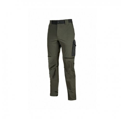 Upower World Pantalon Elastico y Resistente - Talla S - Repelente al Agua, Transpirable, Secado Rapido, Multiples Bolsillos Funcionales, Cintura Ajustable, Detalles Reflectantes, Proteccion DPI1 - Color Verde Oscuro