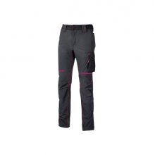 Upower World Lady Pantalon de Tejido U-4 - Talla XS - Resistente y Suave, Transpirable y de Secado Rapido, Multiples Bolsillos Funcionales, Ajuste Retractil, Detalles Reflectantes, Proteccion DPI1 - Color Gris Fucsia