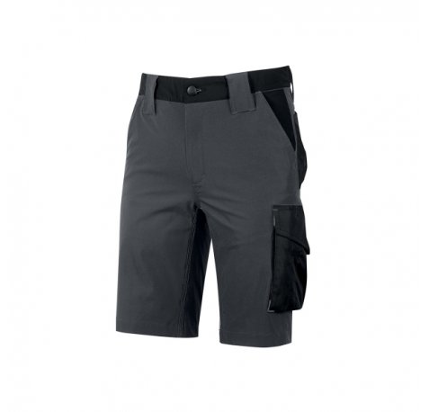 Upower Mercury Pantalon Corto de Alta Calidad - Talla L - Repelente al Agua, Transpirable, Secado Rapido, Multiples Bolsillos, Proteccion Lumbar, Slim Fit, DPI1 - Color Gris Asfalto