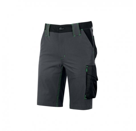 Upower Mercury Pantalon Corto de Alta Calidad - Talla L - Repelente al Agua, Transpirable, Cintura Ajustable, Proteccion DPI1, Slim Fit - Color Gris Asfalto Verdoso