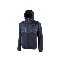 Upower Spock Chaqueta Hibrida Transpirable y Antiviento - Talla S - Cremallera Impermeable, Capucha Ajustable, Acolchado sin Costuras, Bolsillos con Cierres Fluorescentes, Proteccion DPI1 - Color Azul Marino