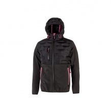 Upower Spock Lady Chaqueta Hibrida de Mujer - Talla L - Transpirable y Antiviento, Capucha Ajustable, PuÃ±os Elastizados, Multibolsillos, Proteccion DPI1, DiseÃ±o Moderno con Detalles Fluor - Color Gris Fucsia