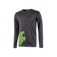 Upower Alien Camiseta de Manga Larga de Algodon - Talla 4XL - Corte Ajustado, Cuello Redondo Acanalado, Impresion Serigrafica Cabeza de Leon, Proteccion DPI1 - Color Gris Asfalto