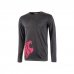 Upower Alien Camiseta de Manga Larga de Algodon - Talla S - Corte Ajustado, Cuello Redondo Acanalado, Impresion Serigrafica Cabeza de Leon, Proteccion DPI1 - Color Gris Fucsia