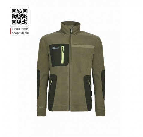 Upower Venus Sudadera Polar con Cremallera - Talla L - Alta Transpirabilidad, Acabados Hot Press, Proteccion DPI1, Tres Bolsillos con Cremallera - Color Verde Oliva