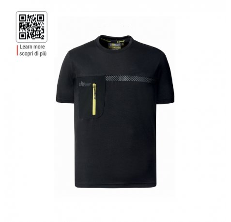 Upower Christal Camiseta Hombre con Termorregulacion Inteligente - Talla XL - Efecto Antimicrobiano, Detalles Reflectantes, Bolsillo con Cremallera, Proteccion DPI1 - Color Negro Carbon