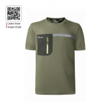 Upower Christal Camiseta Hombre con Termorregulacion Inteligente - Talla 2XL - Efecto Antimicrobiano, Detalles Reflectantes, Bolsillo con Cremallera, Proteccion DPI1 - Color Verde Oliva