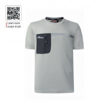 Upower Christal Camiseta Hombre con Termorregulacion Inteligente - Talla L - Efecto Antimicrobiano, Detalles Reflectantes, Bolsillo con Cremallera, Proteccion DPI1 - Color Gris Claro