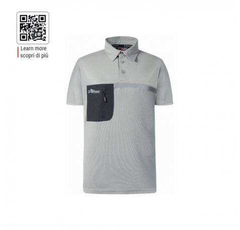 Upower Libra Polo Hombre Termorregulador - Talla S - Tecnologia HeiQ Smart Temp, Tratamiento Antimicrobiano, Bolsillo con Cremallera, Banda Reflectante, Proteccion DPI1 - Color Gris Claro