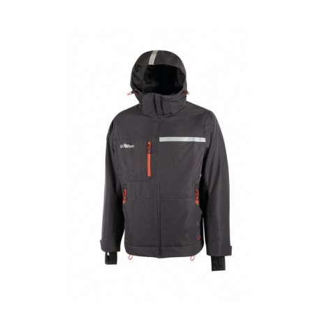 Upower Wink Chaqueta de Trabajo de Invierno - Talla 3XL - Acolchado de Grafeno, Impermeable, Capucha Fija Regulable, Multibolsillos, Detalles Reflectantes, Proteccion DPI1 - Color Gris Asfalto