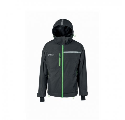 Upower Wink Chaqueta de Trabajo de Invierno - Talla 3XL - Acolchado de Grafeno, Impermeable, Capucha Fija Regulable, Multibolsillos, Detalles Reflectantes, Proteccion DPI1 - Color Gris Asfalto Verdoso