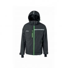 Upower Wink Chaqueta de Trabajo de Invierno - Talla 5XL - Acolchado de Grafeno, Impermeable, Capucha Fija Regulable, Multibolsillos, Detalles Reflectantes, Proteccion DPI1 - Color Gris Asfalto Verdoso