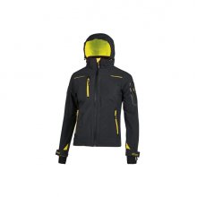 Upower Space Lady Chaqueta Softshell Impermeable - Talla 2XL - Transpirable, a Prueba de Viento, Forro Micropolar, Capucha Desmontable, Bolsillos Avanzados, Proteccion DPI1 - Color Negro Carbon