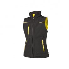 Upower Universe Lady Chaleco Softshell Impermeable - Talla 3XL - Transpirable, Resistente al Viento, Forro Micropolar, Cremallera Impermeable, Bolsillo Free Sound, Detalles Reflectantes, Proteccion DPI1 - Color Negro Carbon