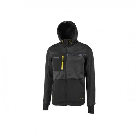 Upower Galaxy Sudadera de Trabajo con Capucha - Talla 4XL - Transpirable, Secado Rapido, Bolsillos con Drenaje, Banda Reflectante, Proteccion DPI1 - Color Negro Carbon
