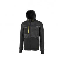 Upower Galaxy Sudadera de Trabajo con Capucha - Talla L - Transpirable, Secado Rapido, Bolsillos con Drenaje, Banda Reflectante, Proteccion DPI1 - Color Negro Carbon