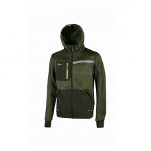 Upower Galaxy Sudadera de Trabajo con Capucha Ajustable - Talla 4XL - Transpirable, Secado Rapido, Bolsillos con Drenaje, Bandas Reflectantes, Proteccion DPI1 - Color Verde Oscuro