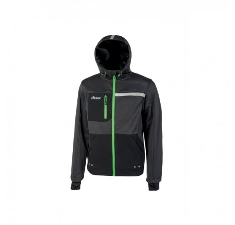 Upower Galaxy Sudadera de Trabajo con Cremallera - Talla 5XL - Material Suave y Transpirable, Secado Rapido, Multiples Bolsillos, Capucha Ajustable, Detalles Reflectantes, Proteccion DPI1 - Color Gris Asfalto Verdoso