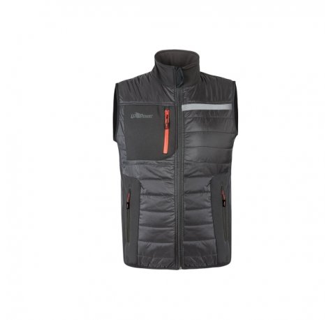 Upower Wall Chaleco de Trabajo con Relleno en Grafeno - Talla XL - Termorregulacion Avanzada, Resistente al Agua, Propiedades Bacteriostaticas, Multibolsillos con Cierres Seguros - Color Gris Asfalto
