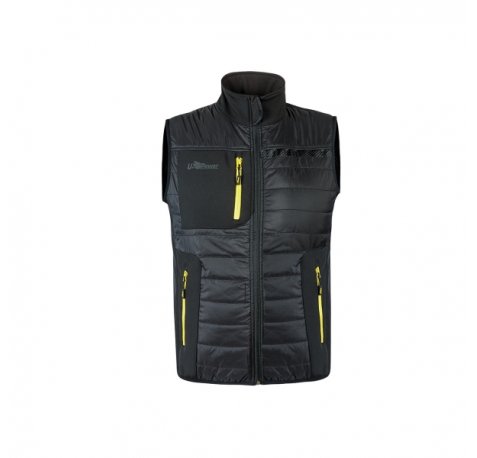 Upower Wall Chaleco de Trabajo con Relleno en Grafeno - Talla 5XL - Termorregulacion Avanzada, Repelente al Agua, Propiedades Bacteriostaticas, Multibolsillos, Ajuste Optimo - Color Negro Carbon