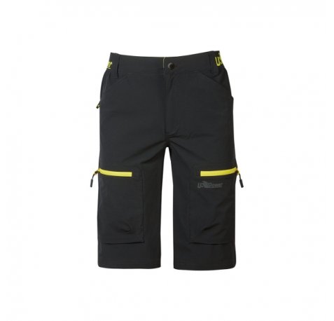 Upower Ares Bermudas de Trabajo con Corte Jogging - Talla 2XL - Tejido U-4 Way Stretch, Multibolsillos con Cremallera y Velcro, Proteccion Lumbar, Cinta Reflectante, Impermeables - Color Negro Carbon