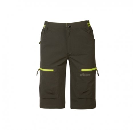 Upower Ares Bermudas de Trabajo con Corte Jogging - Talla 2XL - Multibolsillos con Cremallera y Velcro, Proteccion Lumbar, Cinta Reflectante, Impermeables - Color Verde Oscuro