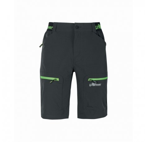 Upower Ares Bermudas de Trabajo con Corte Jogging - Talla 4XL - Multibolsillos, Proteccion Lumbar, Cinta Reflectante, Transpirables e Impermeables - Color Gris Asfalto Verdoso
