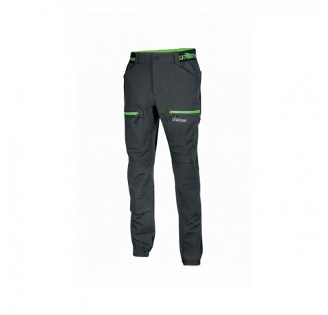 Upower Harmony Pantalones de Trabajo de Verano - Talla L - Impermeables, Secado Rapido, Transpirables, Multiples Bolsillos, Detalles Reflectantes - Color Gris Asfalto Verdoso