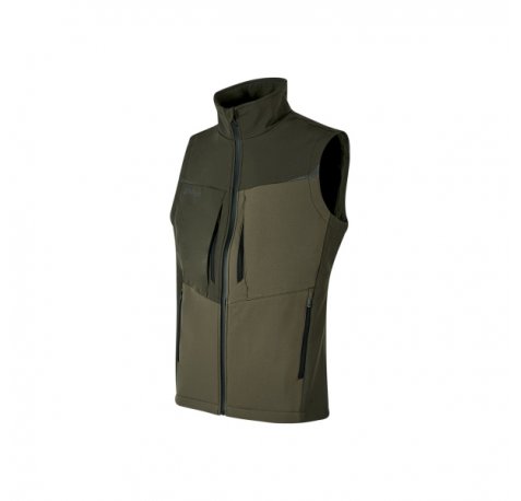 Upower Brio Chaleco de Trabajo Softshell - Talla L - Repelente al Agua, Interior de Microfleece, Tecnologia de Grafeno, Multiples Bolsillos, Detalles Reflectantes, Cremallera Waterproof - Color Verde Oscuro