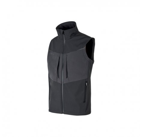 Upower Brio Chaleco de Trabajo Softshell - Talla 4XL - Repelente al Agua, Interior de Microfleece, Tecnologia de Grafeno, Multiples Bolsillos, Insertos Reflectantes, Cremallera Waterproof - Color Gris