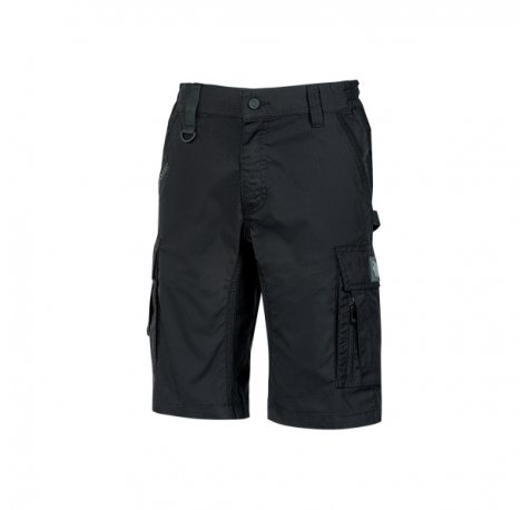 Upower Solaris Bermudas Cargo Funcionales - Talla XL - Tejido Ripstop Elastico, Multibolsillos, Detalles Reflectantes, Proteccion Lumbar, Cierre Antirayaduras - Color Negro