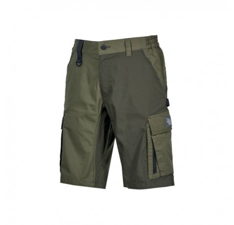 Upower Solaris Bermudas Cargo Funcionales - Talla 4XL - Tejido Ripstop Elastico, Multibolsillos, Detalles Reflectantes, Proteccion Lumbar, Ajuste Seguro - Color Verde Oscuro
