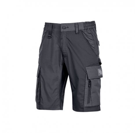 Upower Solaris Bermudas Cargo Funcionales - Talla 4XL - Tejido Ripstop Elastico, Multibolsillos, Detalles Reflectantes, Proteccion Lumbar, Cierre Antirayaduras, Porta Identificacion Oculto - Color Gris
